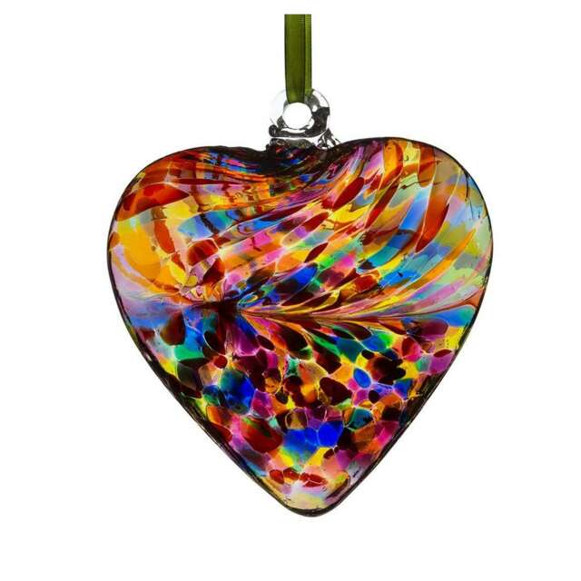 Sienna Glass 8cm Friendship Heart Multicoloured Ornament