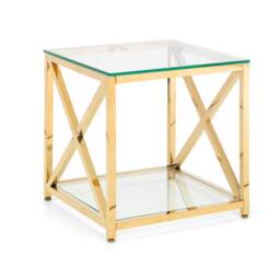 Monaco Lamp Table in Glass and Gold