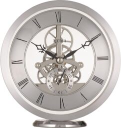 Acctim Millendon Mantel Clock Quartz Polished Metal Floating Effect Glass Front Silver