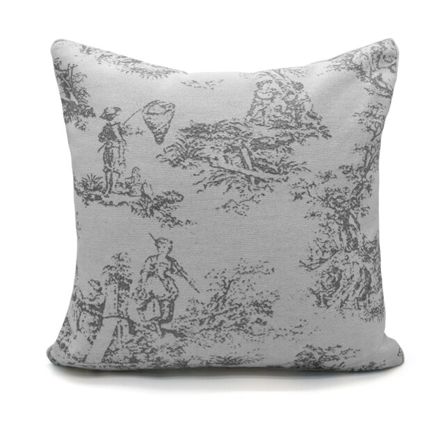 Traditional Toille Cushion - 43cm x 43cm Grey