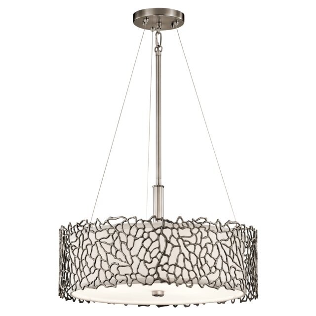 Silver Coral 3 Light Ceiling Duo-Mount Pendant Classic Pewter, E27
