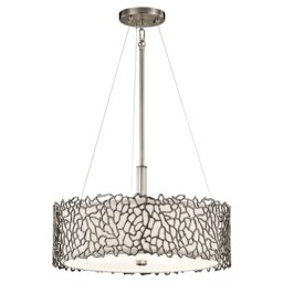 Silver Coral 3 Light Ceiling Duo-Mount Pendant Classic Pewter, E27