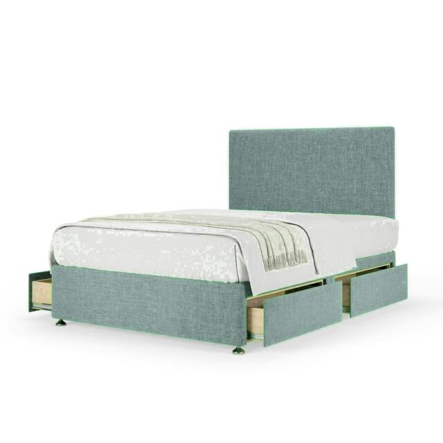 Duckegg Linen 4 Drawer Divan Base and Valencia Headboard Small Double