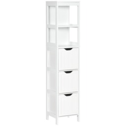 HOMCOM Slim Bathroom Storage unit with 3 Drawers and 2 Open Shelves, White