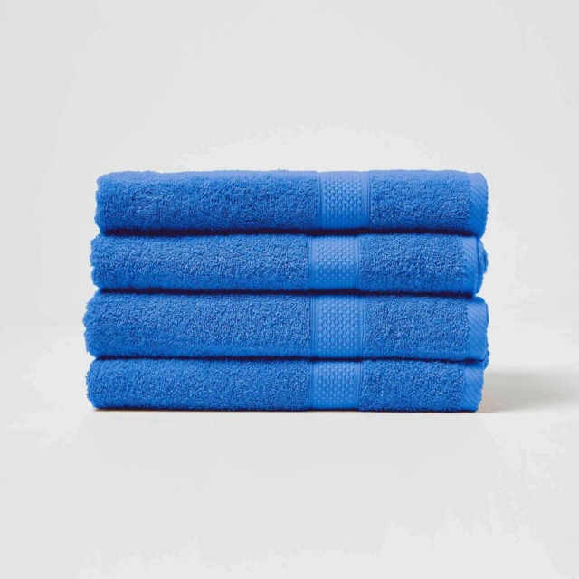 Homescapes Turkish Cotton Bath Towel Set of 4 - Blue Blue Bath towel 4