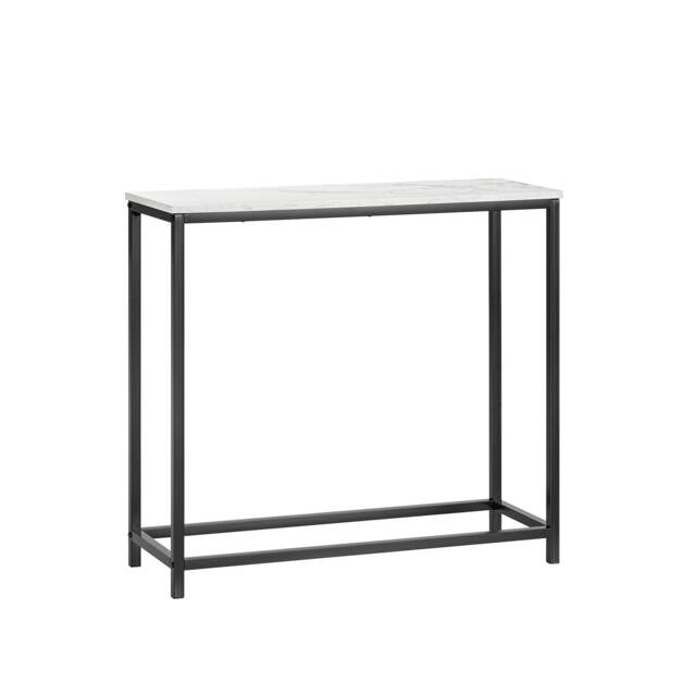 SoBuy Console Table with Open Shelf, Marble Effect White Top, Black Frame, 31.5x11.8x29.5 inches, 5.4 kg - FSB29-SCH