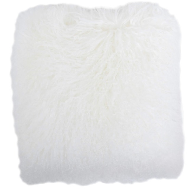 SNUGRUGS Mongolian Sheepskin Cushion - Large Square - 60cm x 60cm White 60 x 60cm