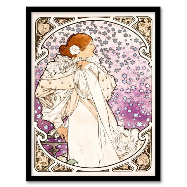 Alphonse Mucha Framed Wall Art Lady of Camellias Theatre Portrait Home Décor