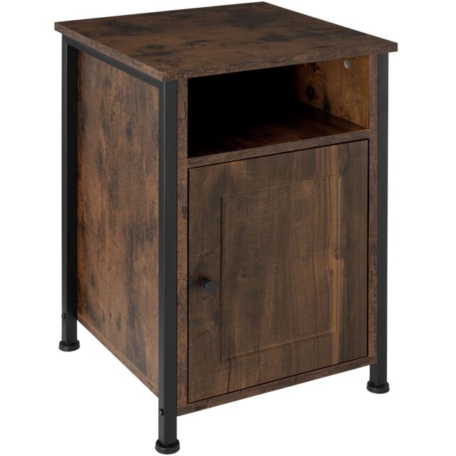 Bedside table Blackburn 40x42x60.5cm with shelf, storage compartment, cupboard Brown Industrial wood dark, rustic 42 x 40 x 60,50 cm 1