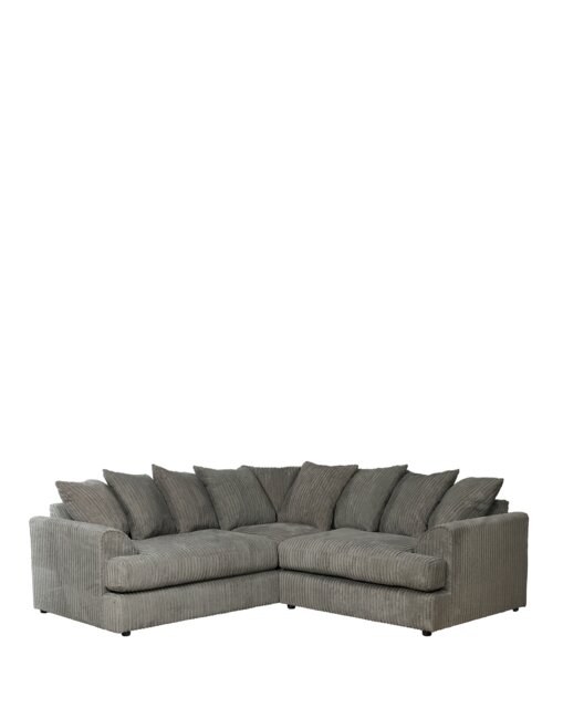 FERGASUN GREY JUMBO CORD CORNER SOFA SUITE