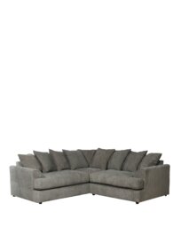 FERGASUN GREY JUMBO CORD CORNER SOFA SUITE