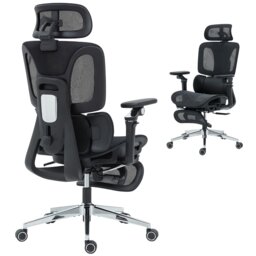 HOMCOM Ergonomic Office Chair, High Back Mesh Desk Chair with Reclining Separated Backrest, Lumbar Support, 5D Flip-up Armrests, Adjustable Headrest, Tilt Function, Footrest for Home Office, Black