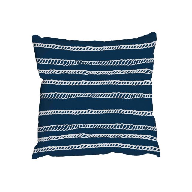 Illustration with Rope ornament, navy blue marine textured backdrop. (Outdoor Cushion)