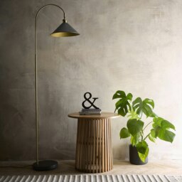 Derby Floor Lamp in a Charcoal and Antique Brass Finish Gold