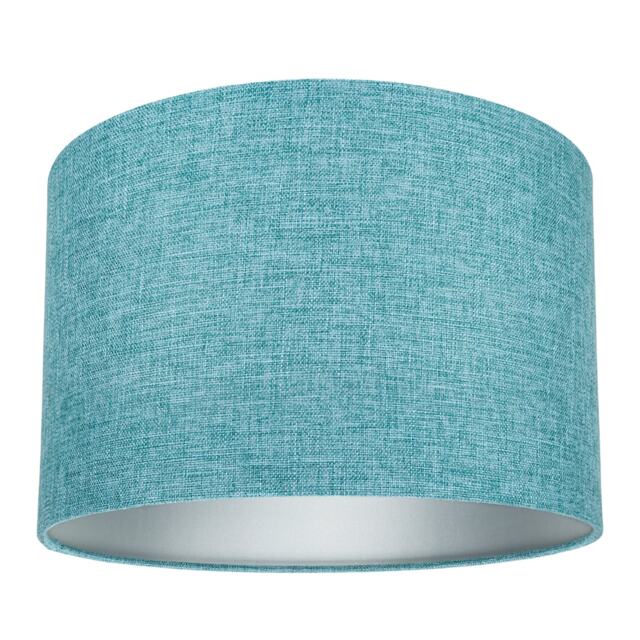 Contemporary and Sleek 12 Inch Teal Linen Fabric Drum Lamp Shade 60w Maximum Blue Teal 1