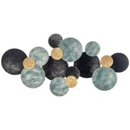 HOMCOM Minimalist Metal Wall Art Circle Home Hanging Wall Sculpture, Blue Blue Blue, Black, Gold, Silver 1