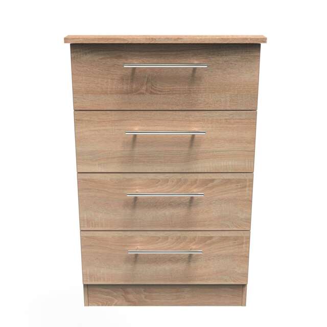 Carlton 4 Drawer Midi Chest of Drawers in Bardolino Oak (Ready Assembled) Brown Bardolino Oak