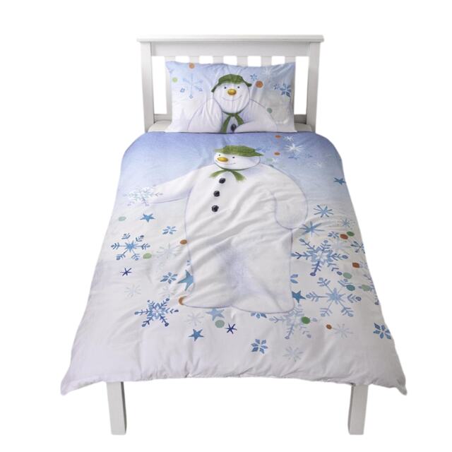 The Snowman Winter Sun Christmas Reversible Duvet Cover Set White White/Blue Single 1