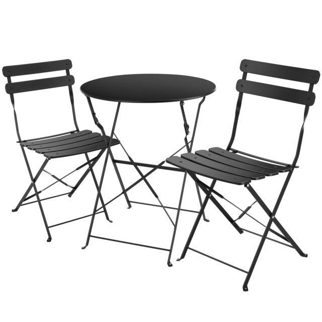 Garden Table and Chairs Frieda - 2 seater, for balconies, patios and terraces, folding and lightweight Black black 1