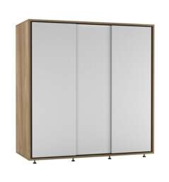 120cm 3 Sliding Doors Children Kids Wardrobe Bedroom Storage Closet Hanging Rail Multi Oak with White Doors 1