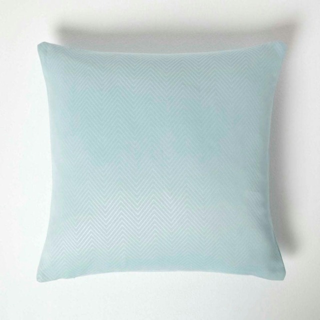 Homescapes Pastel Blue Herringbone Chevron Cushion Cover - 45 x 45 cm Blue Pastel blue 45 x 45 cm