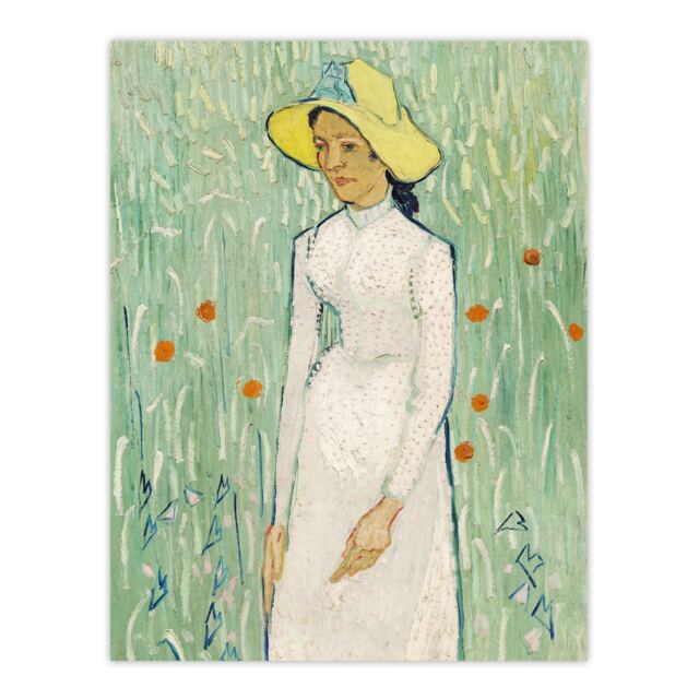 Girl in White Floral Portrait Van Gogh Vintage Huge Wall Art Print 18X24 In