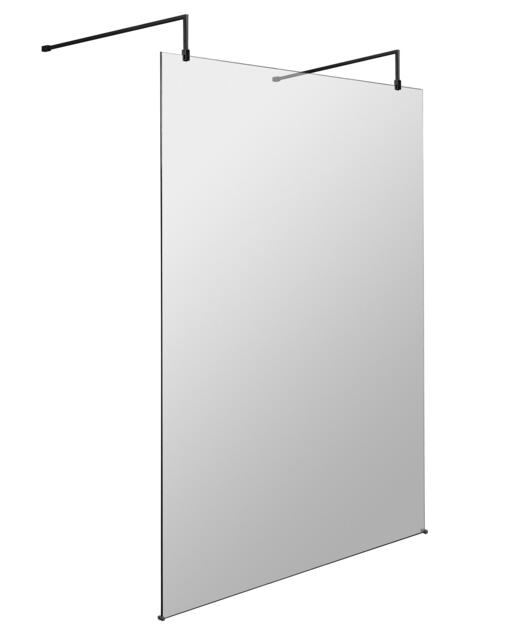 "Balterley Contemporary Wetroom Screen Aluminium - "" Wetroom Screen - FIX024 Black Matt Black"