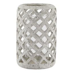 Large Stone Effect Hurricane Lantern - Ceramic - L20 x W20 x H32 cm - Grey