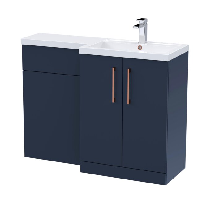 Balterley Right-Hand Bathroom Vanity and WC Unit Combination with Basin, with Handles Blue Indigo Blue