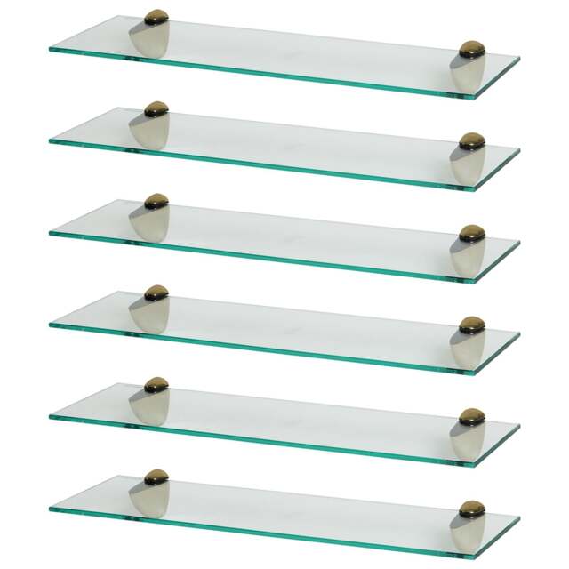 Harbour Housewares Floating Glass Shelf - 60cm - Metallic Brackets - Bathroom Shower Storage Vanity Display Unit Shelf Gold Gold 6