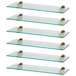 Harbour Housewares Floating Glass Shelf - 60cm - Metallic Brackets - Bathroom Shower Storage Vanity Display Unit Shelf Gold Gold 6
