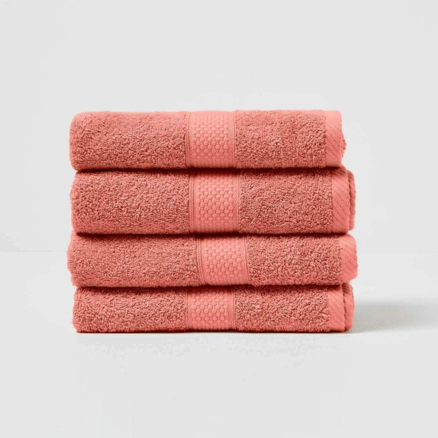Homescapes Turkish Cotton Hand Towel Set of 4 - Burnt Orange Orange Hand towel 4