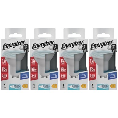 Energizer LED GU10 345lm 3.6W 6500K (Daylight) Dimmable Light Bulb - Pack of 4