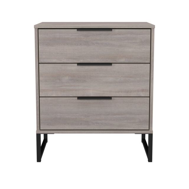 Beijing 3 Drawer Midi Chest of Drawers in Grey Oak (Ready Assembled) Grey Grey Oak