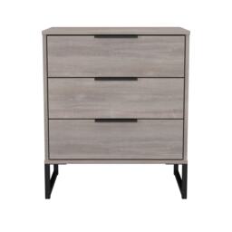 Beijing 3 Drawer Midi Chest of Drawers in Grey Oak (Ready Assembled) Grey Grey Oak