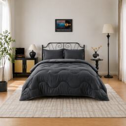 10.5 Tog Supersoft Microfibre Duvet with Pillowcases – Coverless or Use with Duvet Cover Grey Charcoal/Light Grey King