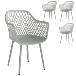Outsunny Garden Chairs Set of 4, Garden Dining Chairs with Armrests Grey Grey 56W x 51D x 84H cm