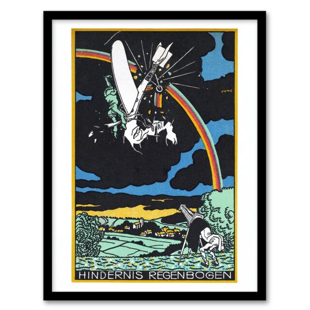 Moriz Jung Rainbow Obstacle Plane Crash Painting Framed Wall Art Print A4