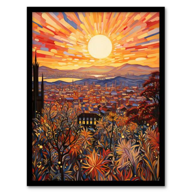 La California Sunrise Over San Gabriel Home Decor Black Framed Wall Art Print A4