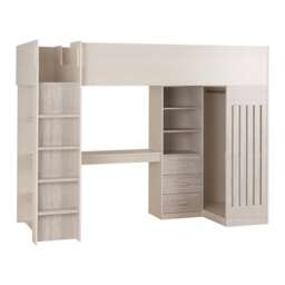 Jupiter High Sleeper Bed - L108.5 x W235 x H180.5 cm - White - Grey