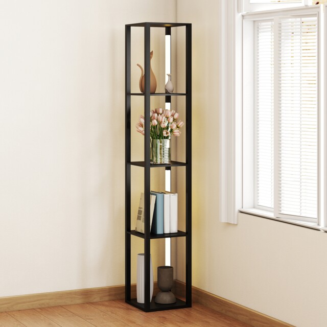 HOMCOM Floor Lamp for Living Room, Standing Lamp with Foot Switch, Black Black