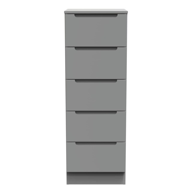 Lucca 5 Drawer Tall Bedside Cabinet in Dusk Grey (Ready Assembled) Grey Dusk Grey