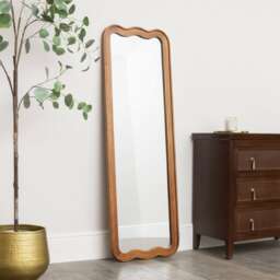 Natural Wood Wavy Edge Full Length Wall & Leaner Mirror - 47cm X 142cm