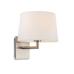 Grand 1 Light Single Indoor Wall Light Brushed Steel, Cream Shade, E27