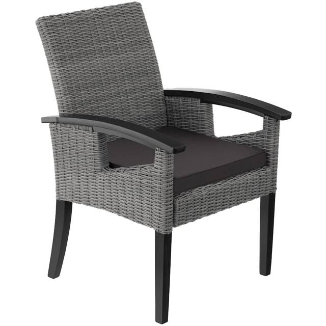 Garden Chair Rosarno - polyrattan with wooden frame, weather and UV-resistant Grey grey One Size 1