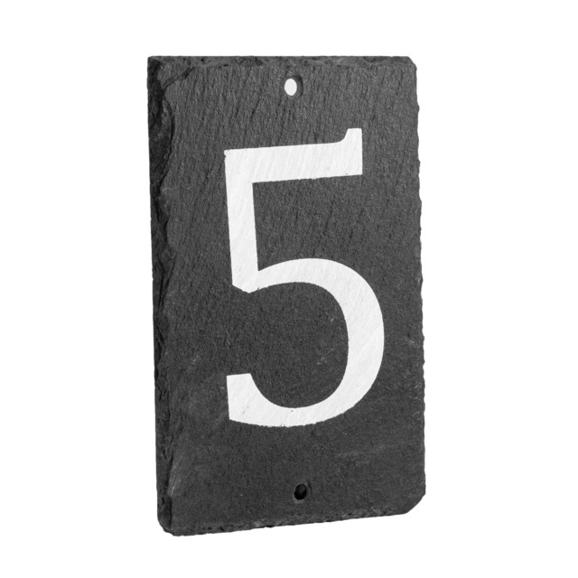 Nicola Spring Slate House Sign - 9 x 14.5cm - Number 5