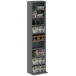 HOMCOM 260 CD Storage Unit 120 DVD Storage Tower with 9 Compartments Grey Grey