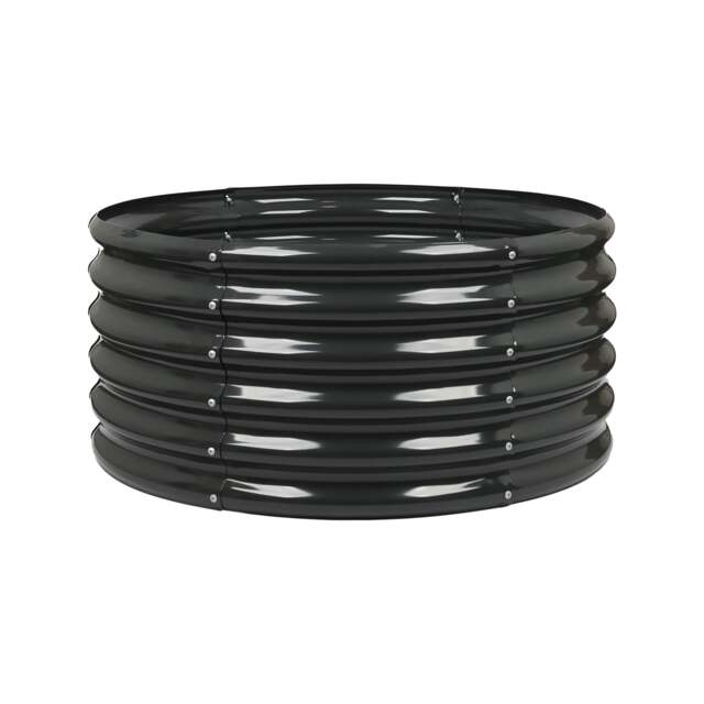 Harbour Housewares Raised Garden Bed - Anthracite Round Bottomless Metal Raised Bed Galvanised Steel Planter Box 90 x 45cm