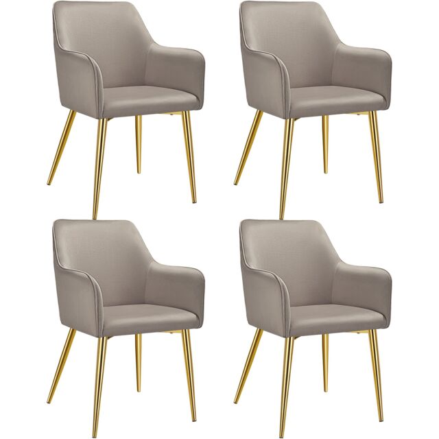 Dining Chair Avane - velvet look, padded armchair, high backrest and high armrests Brown taupe 4