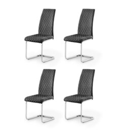 Montero Elegant Velvet Cantilever Dining Chairs - Grey - Set of 4